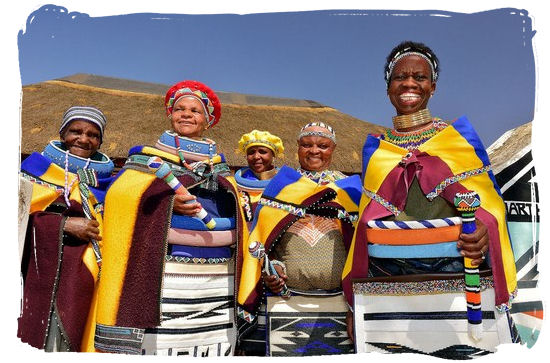 Ndebele women in their colourfull dresses and beadwork