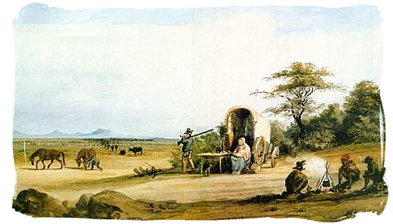 Encampment of a Voortrekker family - The Great Trek in South Africa