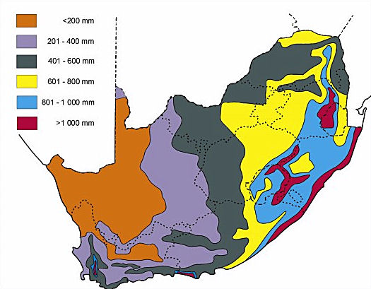 Map South Africa Climate 1 Rainfall 