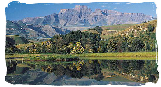 The uKhahlamba Drakensberg park with its magnificent mountain scenery in Kwazulu-Natal