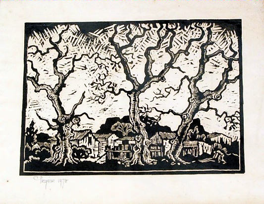 Lino print by Gregoire Boonzaaier (1909-2005) - South African Art, Art Galleries in South Africa, South African Artists