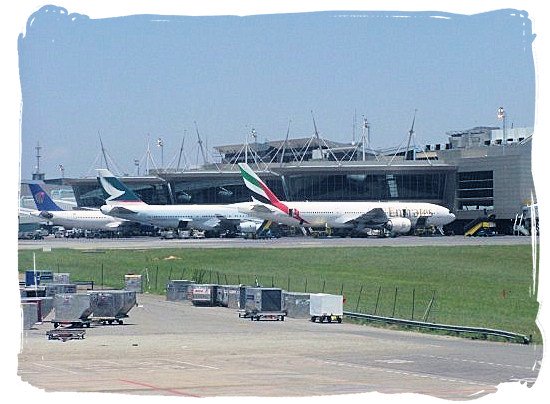 View of the apron at O.R. Tambo international airport at Johannesburg, South Africa.
