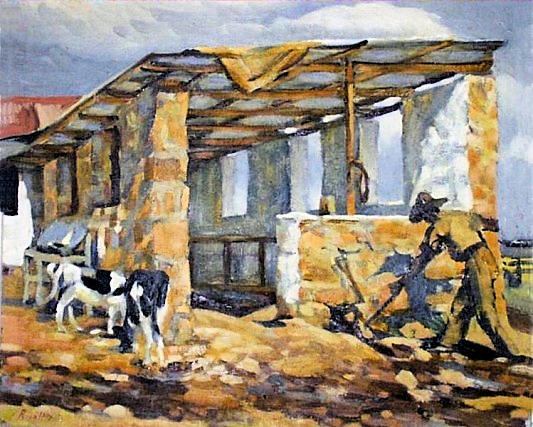 The Cowshed at Glenaholm, dated 1940, painting by Rosa Hope (1902-1972) - South African Art, Art Galleries in South Africa, South African Artists