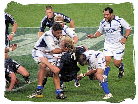 Schalk Burger having a difficult time in a match between the Stormers from Cape Town South Africa and the Blues from Auckland New Zealand - South Africa Rugby, Tri Nations Rugby and Super 14 Rugby