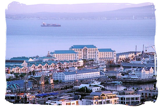 View of Table Bay hotel at the V&A Waterfront and of Table Bay itself - Victoria & Alfred Waterfront Cape Town, Table Mountain Backdrop